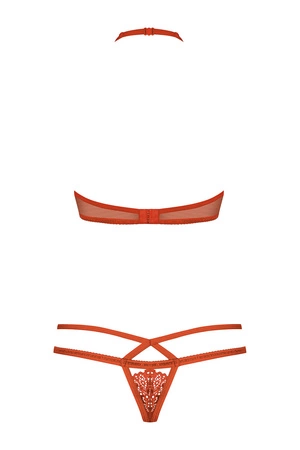 Obsessive 838-SET-3 Nocna komplet biustonosz + stringi, czerwony