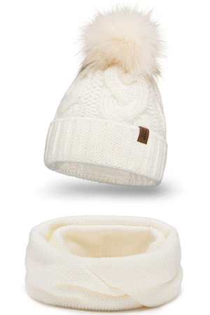 Vivisence 7014Kmpl Komplet czapka+komin, ecru