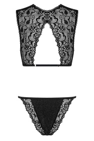 Obsessive Elisetta 2-pcs set Nocna komplet biustonosz + stringi, czarny