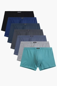 Atlantic 7MH-001 7-pack Majtki bokserki, grafit/czarny/szary/niebieski/zielony/ciemnoniebieski/indygo
