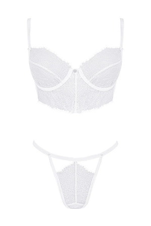 Obsessive Bianelle set Nocna komplet biustonosz + stringi, biały
