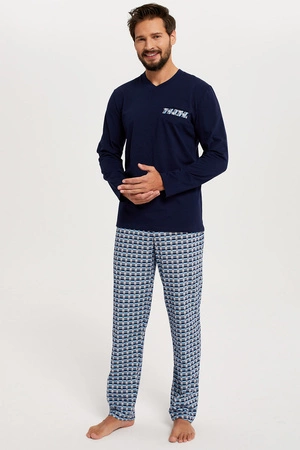 Italian Fashion Jaromir dł.r. dł.sp. Nocna piżama, granat/druk