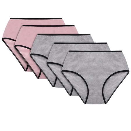 Vivisence 4017 5-pack Majtki wysokie figi, gumka czarna: szary/szary/szary/róż/róż