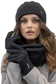 Vivisence 7208 Rękawiczki dzianinowe, czarny melanż