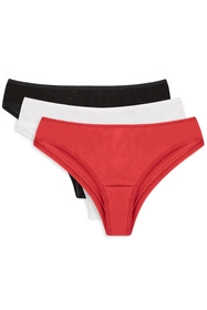 Vivisence 4018 3-pack Majtki brazyliany, czarny/biały/czerwony