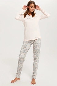 Italian Fashion Karla dł.r. dł.sp. Nocna piżama, łosoś/druk