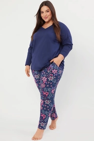 Italian Fashion Folk dł.r. dł.sp. Nocna piżama, granat/druk