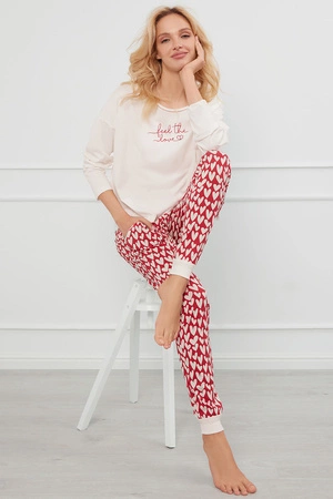 Italian Fashion Evora dł.r. dł.sp. Nocna piżama, ecru/druk