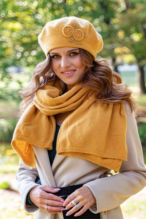 Vivisence 7037Kmpl Komplet beret+szalik, miodowy