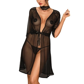 Obsessive Lucita peignoir Nocna peniuar, czarny