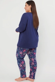 Italian Fashion Folk dł.r. dł.sp. Nocna piżama, granat/druk