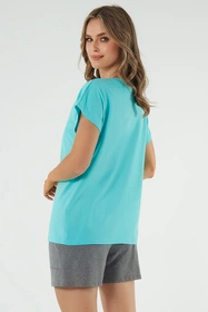 Italian Fashion Selfie kr.r. kr.sp. Nocna piżama, turkus/melanż