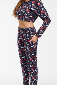 Italian Fashion Cookies dł.r. dł.sp. Nocna piżama, druk/granat