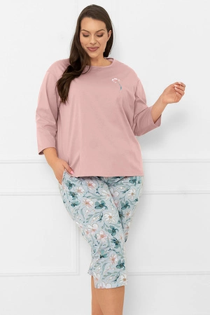 Italian Fashion Perlis r.3/4 sp.3/4 Nocna piżama, róż pudrowy/druk