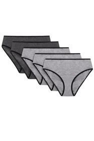 Vivisence 4016 5-pack Majtki figi, gumka czarna: szary/szary/szary/grafit/grafit