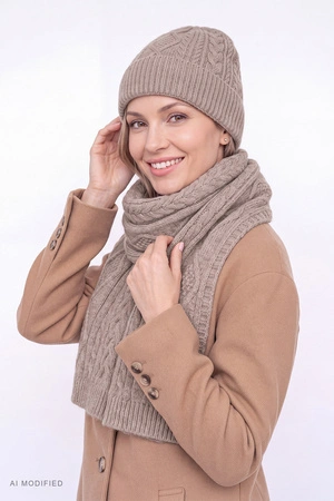 Vivisence 70128 KMPL Komplet czapka+szalik, beżowy