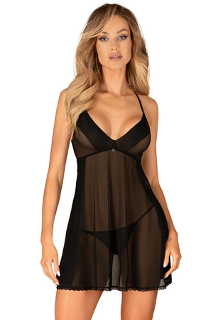 Obsessive Latinesa babydoll Nocna komplet koszulka + stringi, czarny