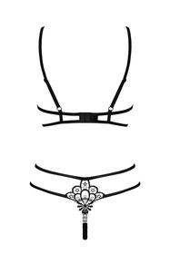 Obsessive Badossa 2-pcs set Nocna komplet biustonosz + stringi, czarny