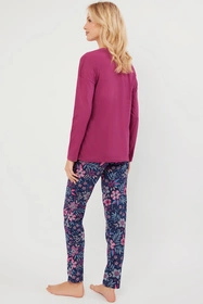 Italian Fashion Folk dł.r. dł.sp. Nocna piżama, jeżyna/druk