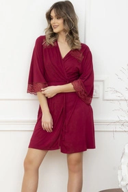 Italian Fashion Samaria r.3/4 Nocna szlafrok, wino