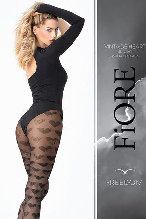 Fiore Vintage Heart 30 DEN G6072 Wyr�b po�czoszniczy rajstopy, black