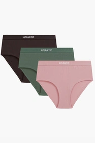 Atlantic 3CLP-009 3-pack Majtki figi, brąz/róż/zielony