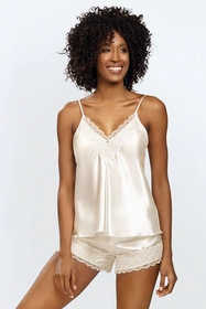 Dkaren Hawa Nocna komplet top + szorty, jasny ecru