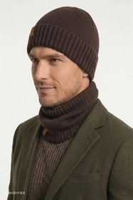 Vivisence M7007 KMPL Komplet czapka+komin, brązowy