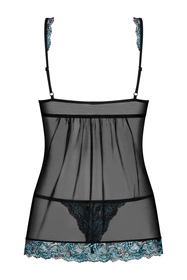 Obsessive Amanta babydoll Nocna komplet koszulka + stringi, czarny