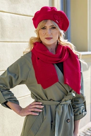 Vivisence 7006Kmpl Komplet beret+szalik, czerwony