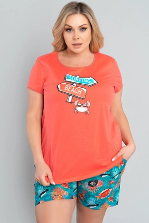 Italian Fashion Oceania kr.r. kr.sp. Nocna piżama, koral/druk