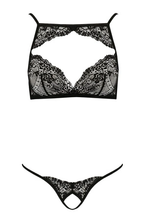 Passion Veronique set Nocna komplet biustonosz + stringi, black