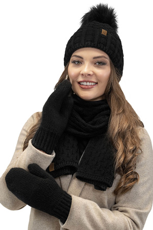 Vivisence 7015 Kmpl+R Komplet czapka+szalik+r�kawiczki, czarny