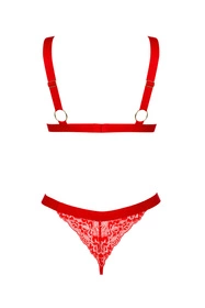 Obsessive Elianes 2-pcs set Nocna komplet biustonosz + stringi, czerwony