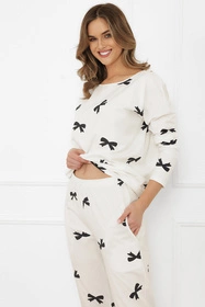 Italian Fashion Figaro dł.r. dł.sp. Nocna piżama, druk/biały