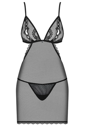 Obsessive Millagro chemise Nocna komplet koszulka + stringi, czarny
