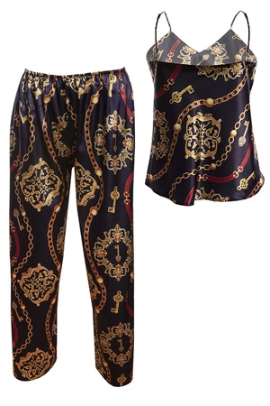 Dkaren DK-KI-014 Nocna komplet top + spodnie, granat-wzór
