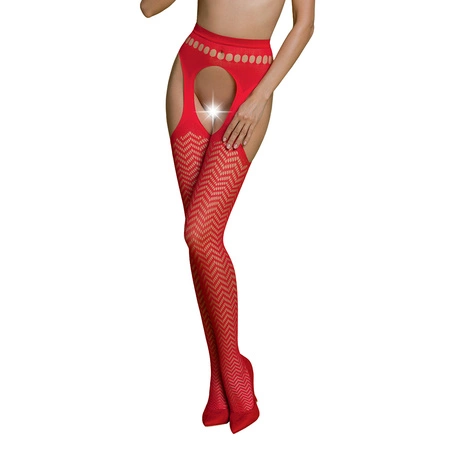 Passion ECO S002 Wyrób pończoszniczy pończochy z pasem, red