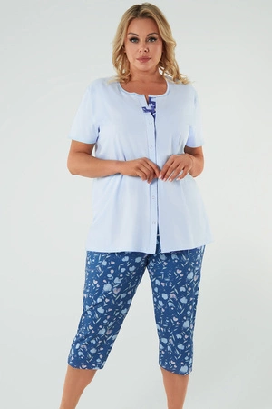 Italian Fashion Lady kr.r. sp.3/4 Nocna piżama, niebieski/druk