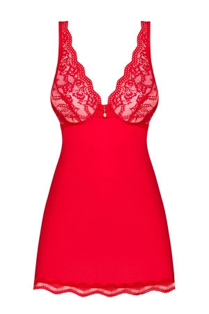 Obsessive Luvae babydoll Nocna komplet koszulka + stringi, czerwony