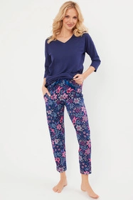 Italian Fashion Folk r.3/4 sp.7/8 Nocna piżama, granat/druk