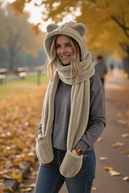 Vivisence 70107 Nakrycie głowy kaptur, beżowy