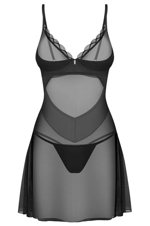 Obsessive Stelisa chemise Nocna komplet koszulka + stringi, czarny