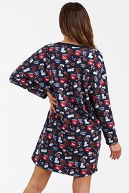 Italian Fashion Cookies dł.r. Nocna koszula, druk/granat