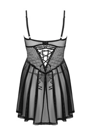 Obsessive Chemeris babydoll Nocna komplet koszulka + stringi, czarny