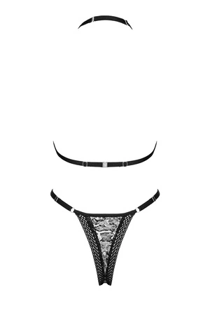 Obsessive Xenita set Nocna komplet biustonosz + stringi, czarny