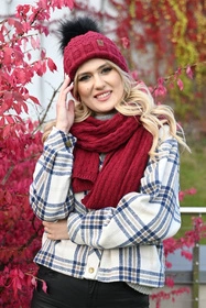 Vivisence 7015Kmpl Komplet czapka+szalik, bordowy