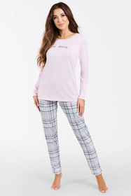 Italian Fashion Glamour dł.r. dł.sp. Nocna piżama, róż/druk