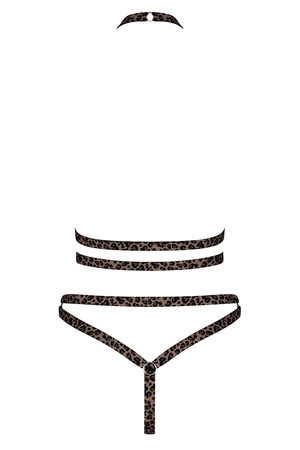 Obsessive Tigrita 2-pcs set Nocna komplet biustonosz + stringi, brązowy