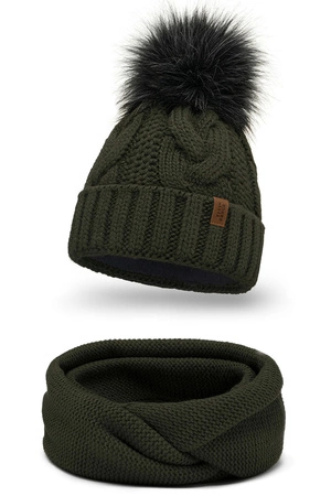 Vivisence 7014Kmpl Komplet czapka+komin, zielony